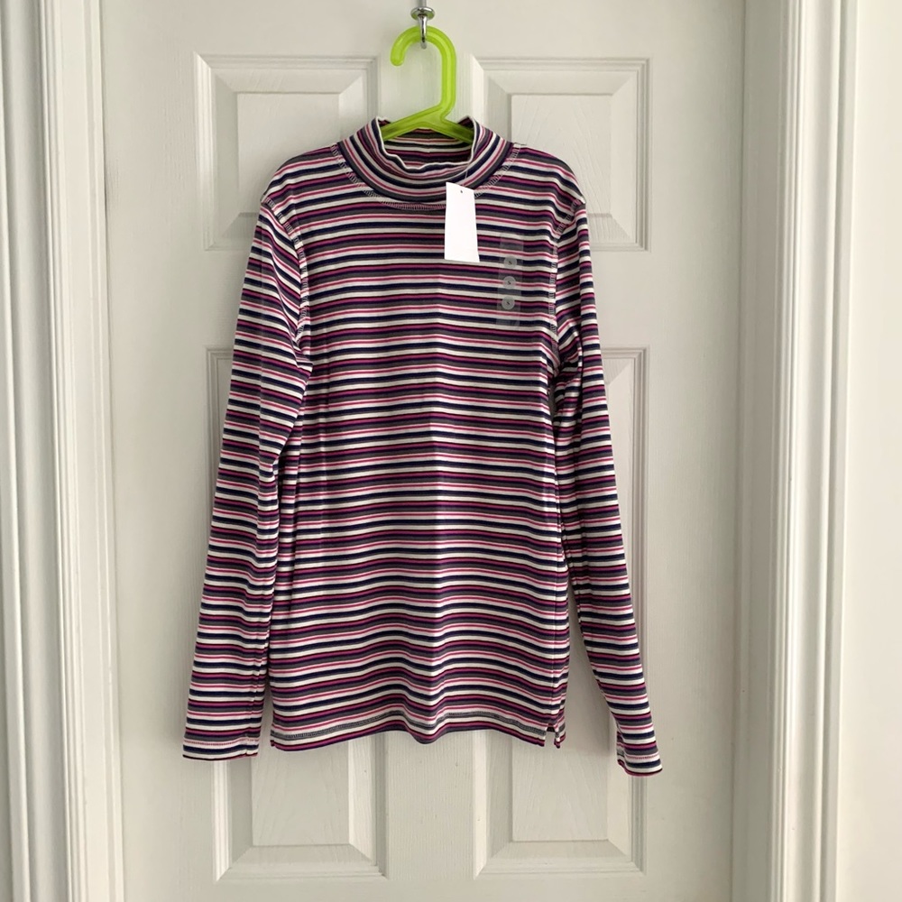 Striped mock turtle neck top (S)